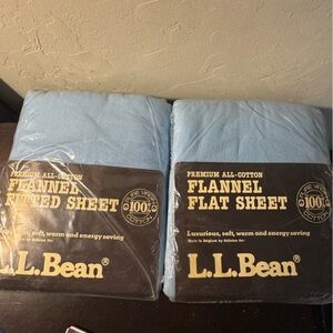 L.L. Bean Sky Blue Full Size Flannel Fitted and Flat Sheets. New!  100 % Cotton